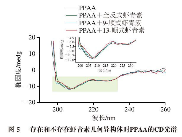 九遊娛樂：《食品科學》：華南農業大學劉曉娟教授：全反式和順式蝦青素對胰腺α-澱粉酶的抑製效果差異及其機製(圖3)